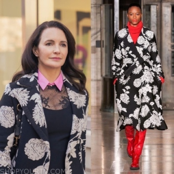 Kasper Floral Leaf Print Midi Cocktail Trench Coat Black White sz 10 - Picture 9 of 10